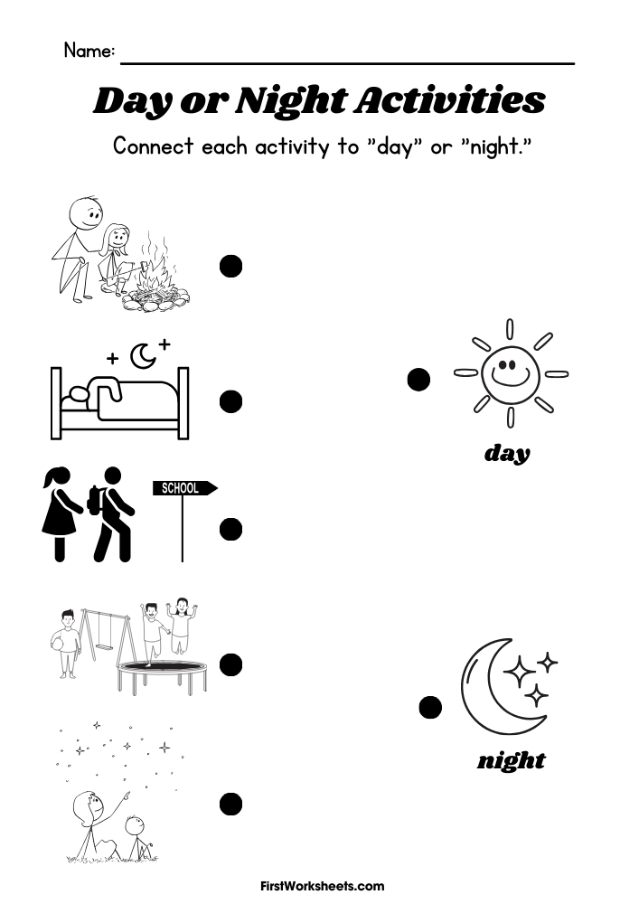 Day And Night Worksheets Firstworksheets 6195