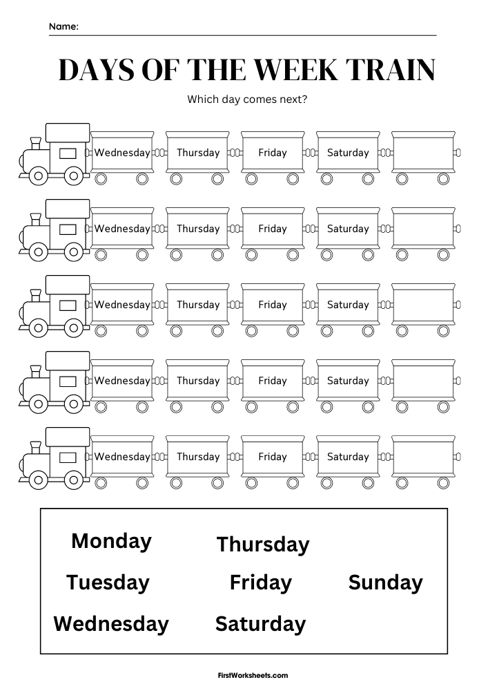 Days of the Week Worksheets For Preschool | FirstWorksheets